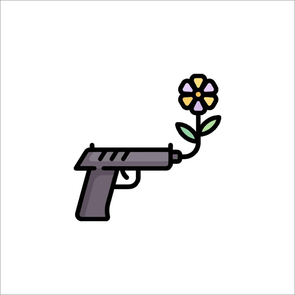 A gun and a flower icon on a white background vector