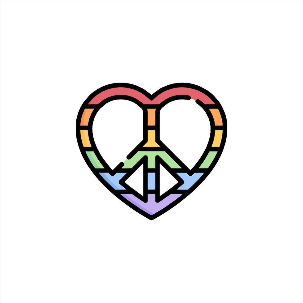 A rainbow heart with a peace sign in the middle vector