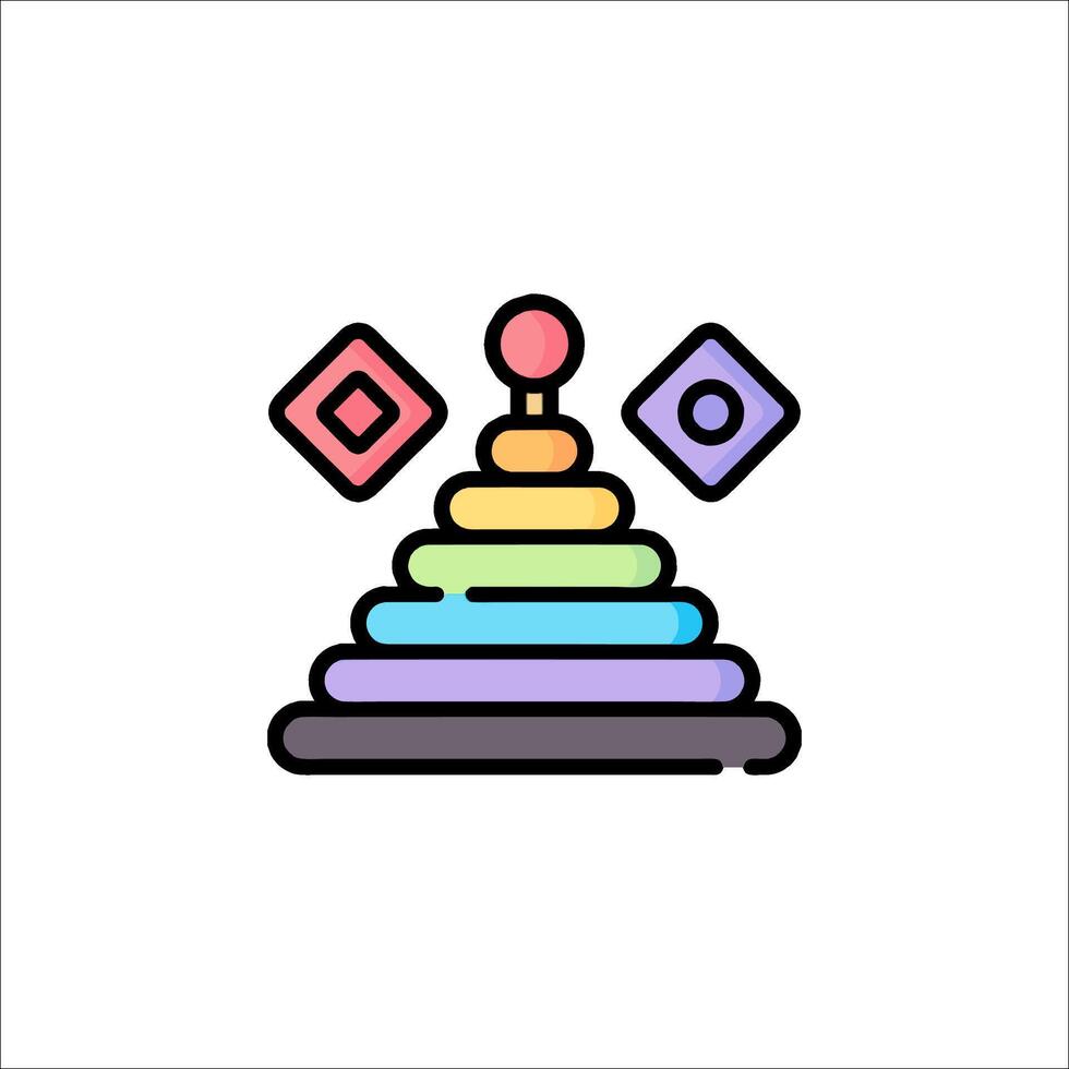 A colorful pyramid icon with a square in the middle vector