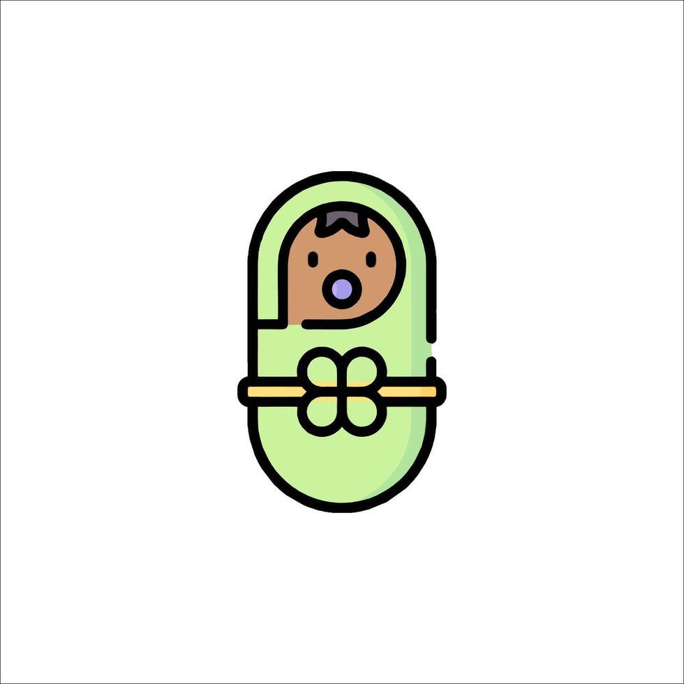 A baby in a green wrap icon vector