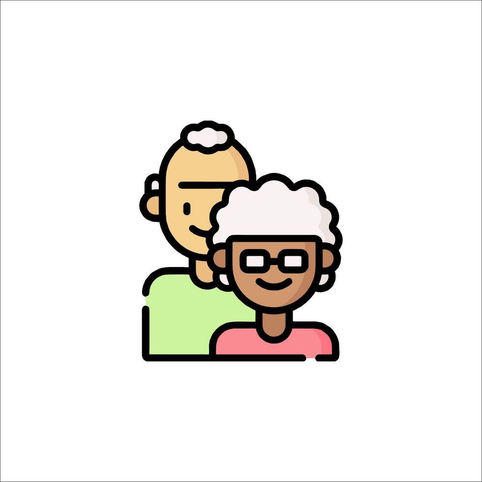 An elderly couple icon with glasses and glasses vector
