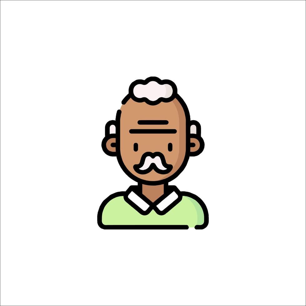 An old man with a mustache and a green shirt vector