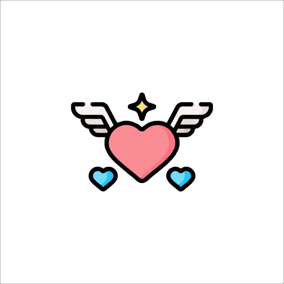 Heart with wings icon vector