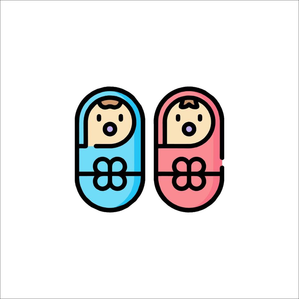 Two baby dolls in blue and pink clothing vector