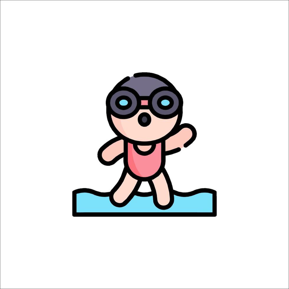 A cartoon swimmer with goggles and a swim cap vector