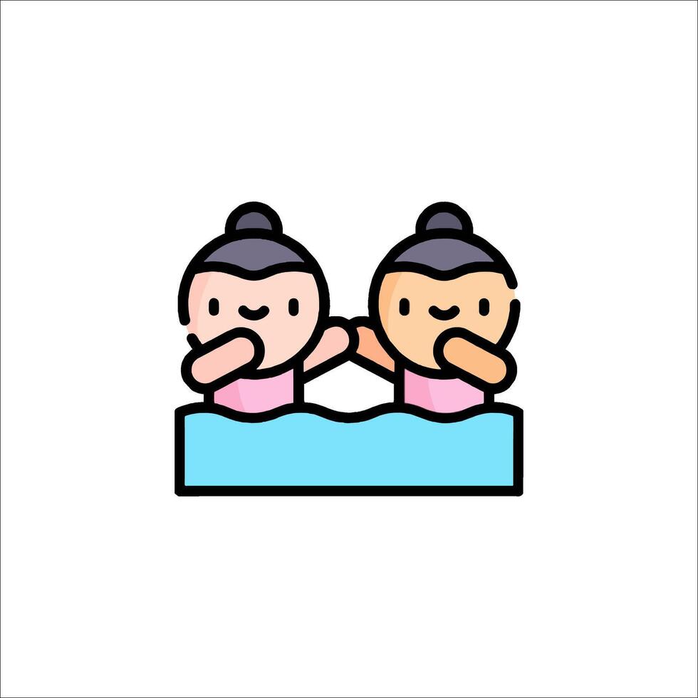 Two people in a swimming pool icon vector