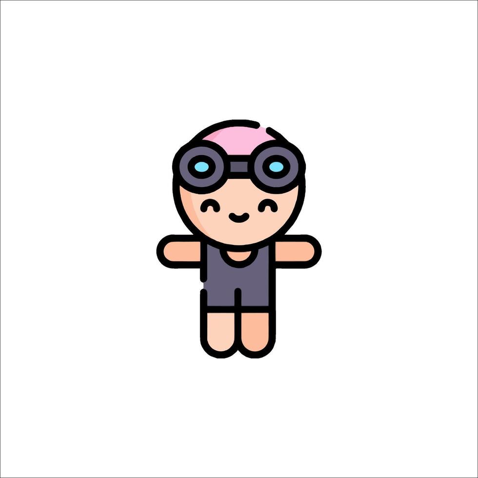 A cartoon character with goggles on his head vector