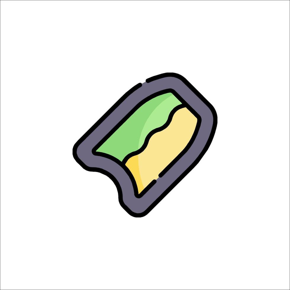 A green and yellow slice of bread icon vector