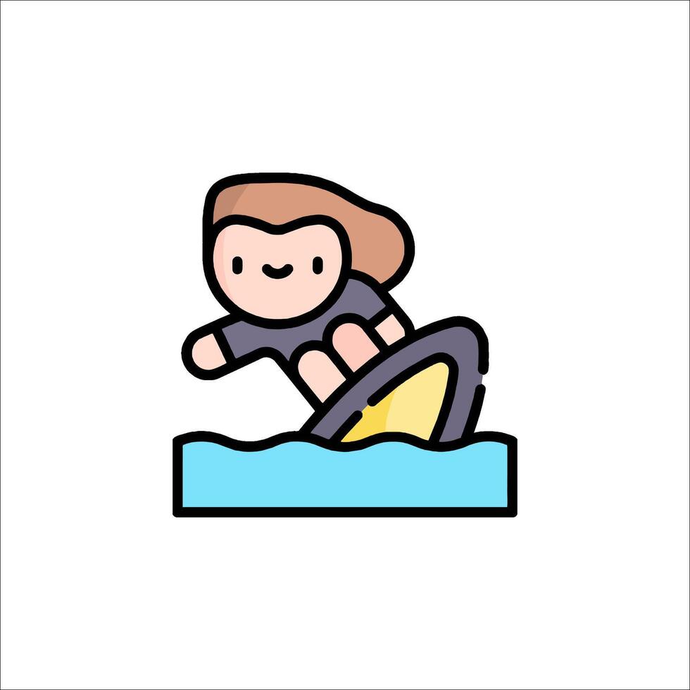 A cartoon girl riding a surfboard vector