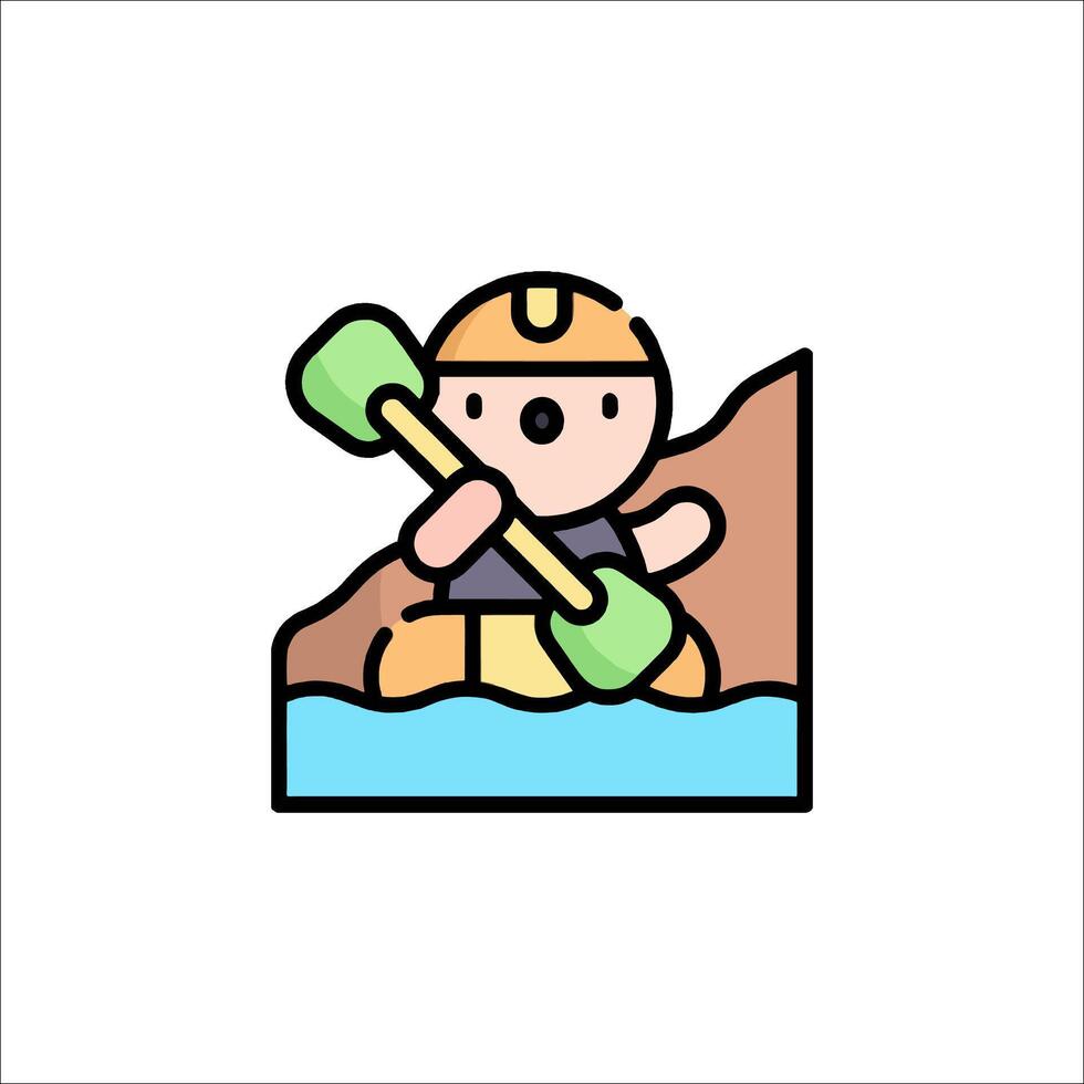 A cartoon man in a boat with a helmet on vector