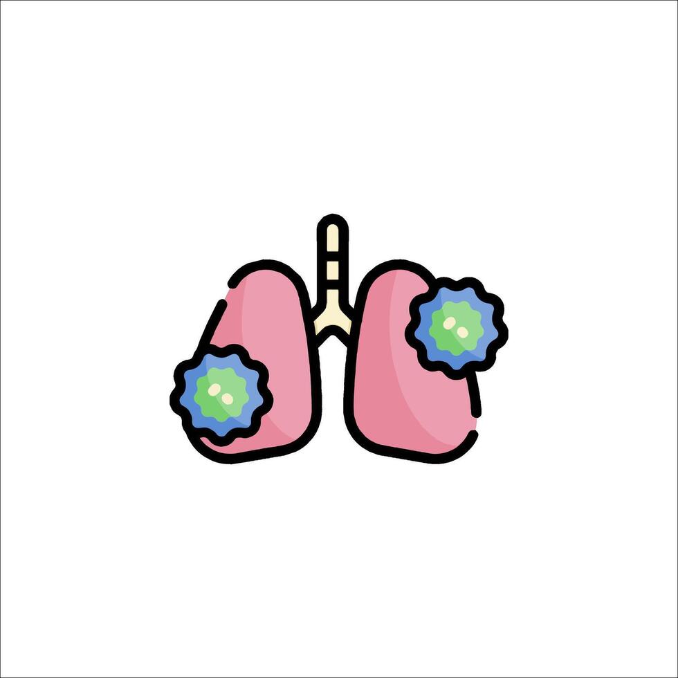Lungs with a virus icon on a white background vector