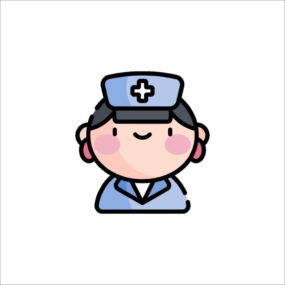 A cartoon nurse icon with a cross on her forehead vector