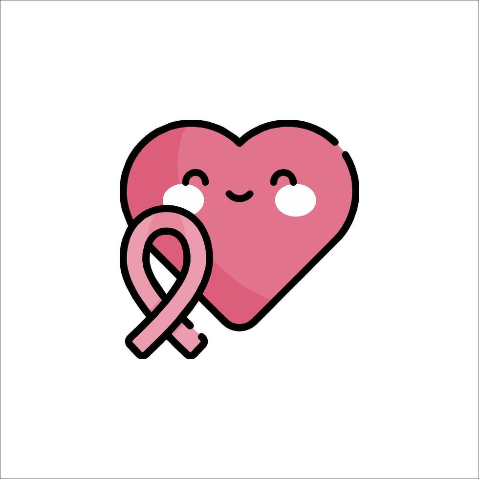 A pink heart with a ribbon around it vector