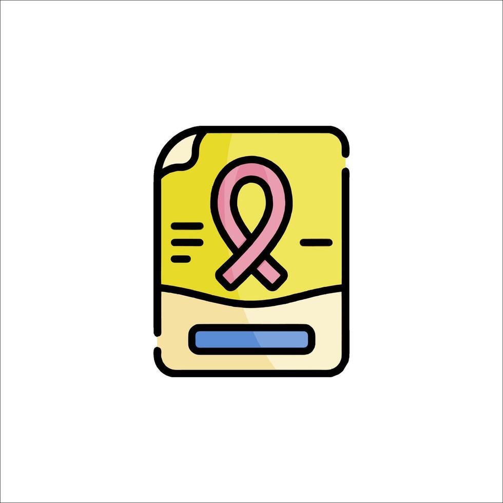 A pink ribbon icon on a piece of paper vector