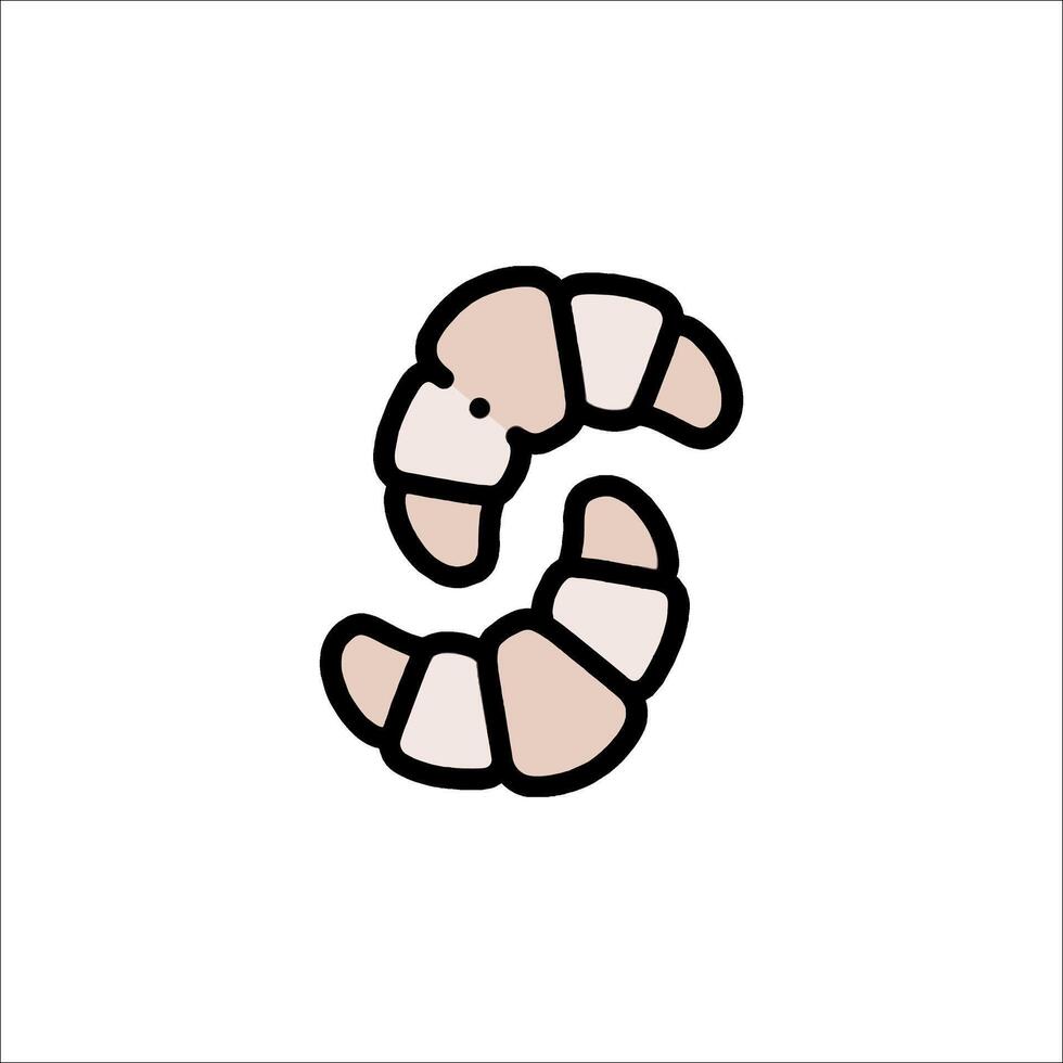 A cartoon of a croissant with a heart vector