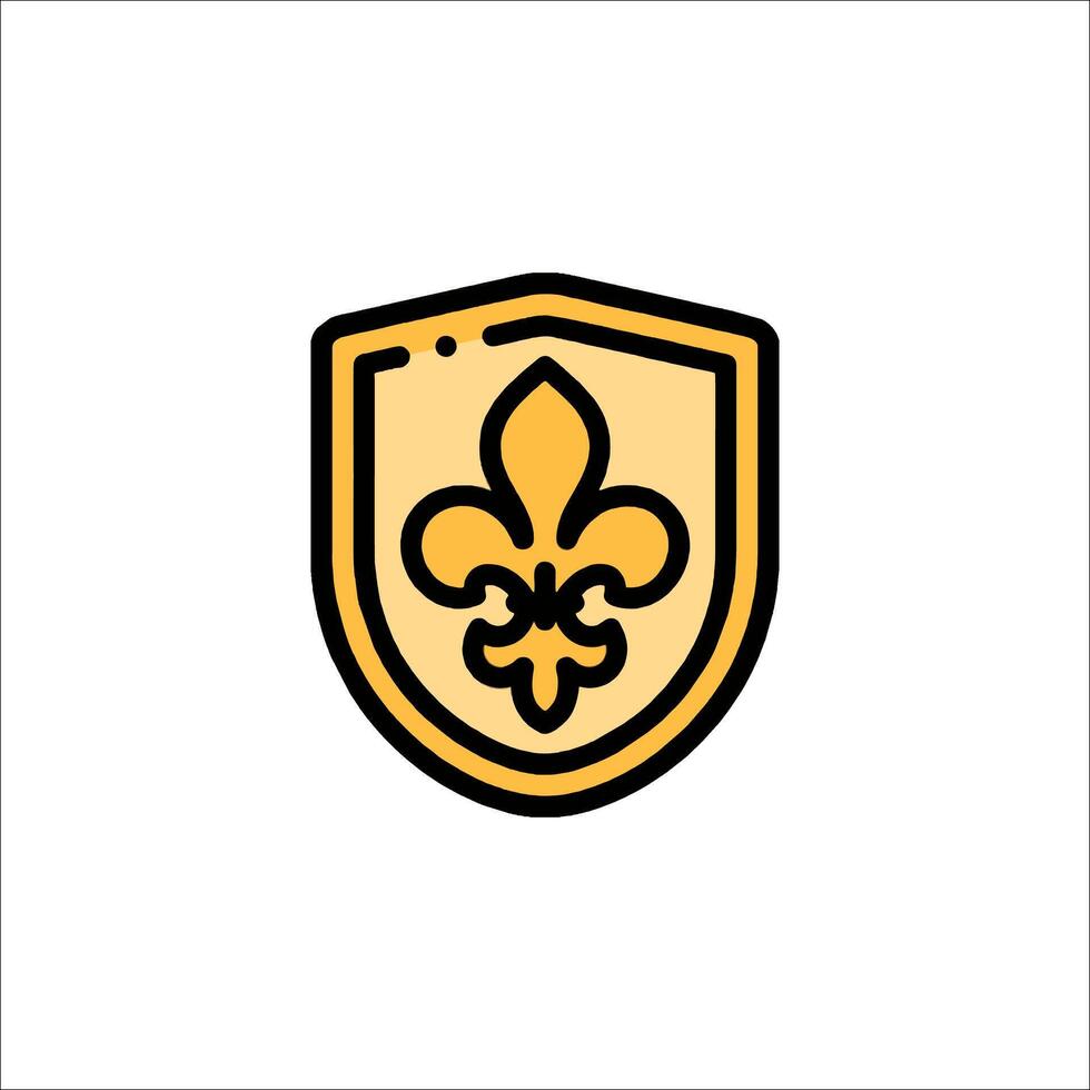 A yellow and black fleur de lis logo vector