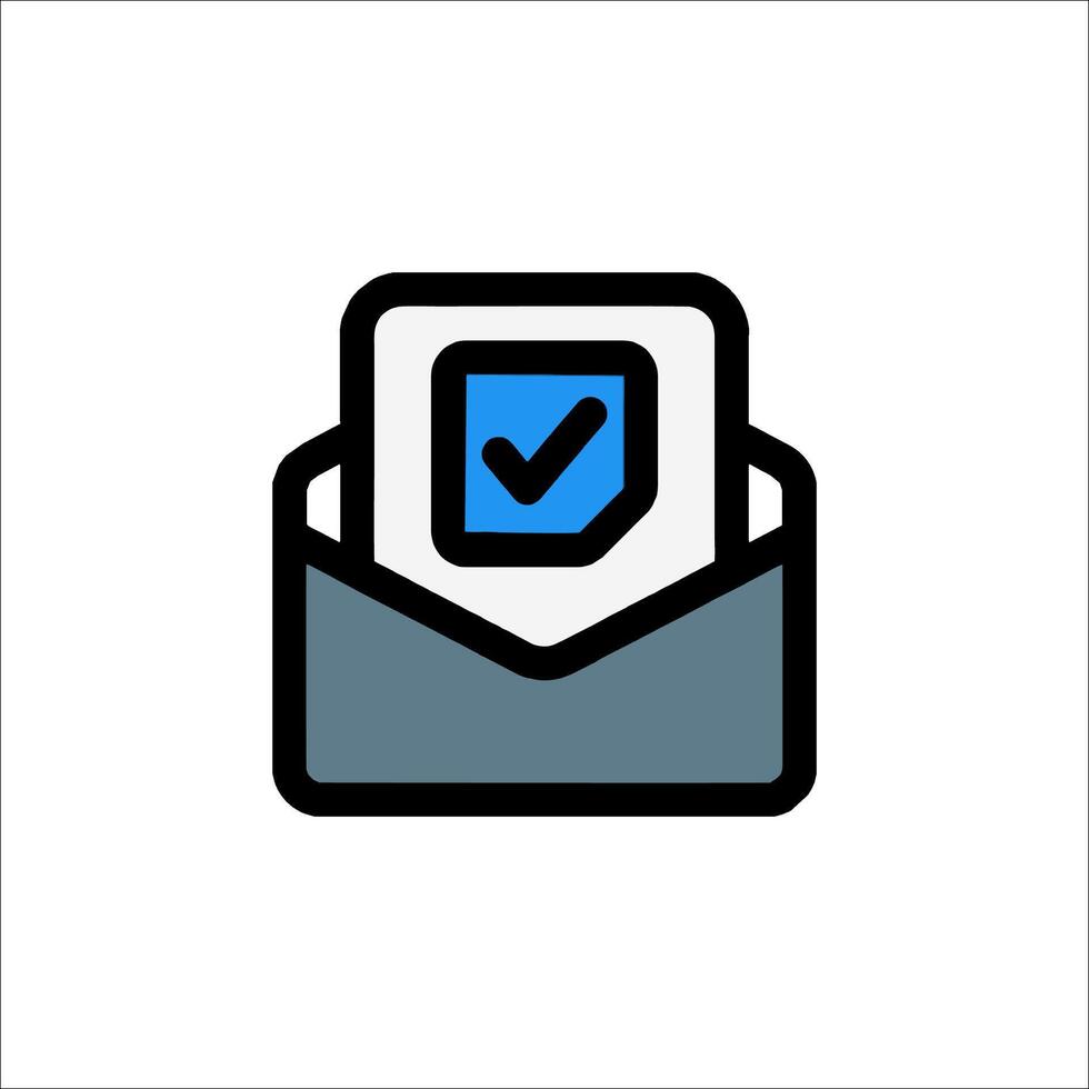 An email with a check mark inside vector