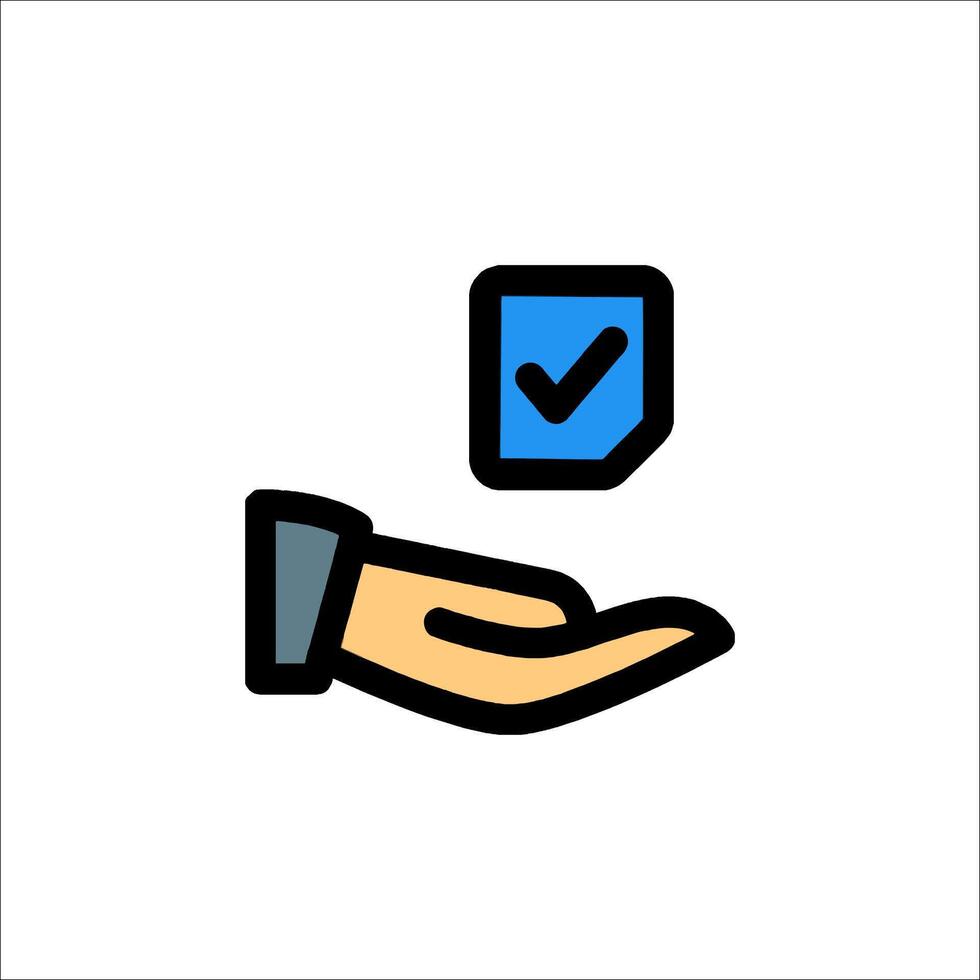 A hand holding a check mark icon vector