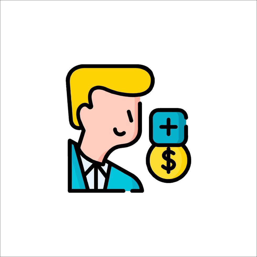 A man holding a dollar sign and a coin vector