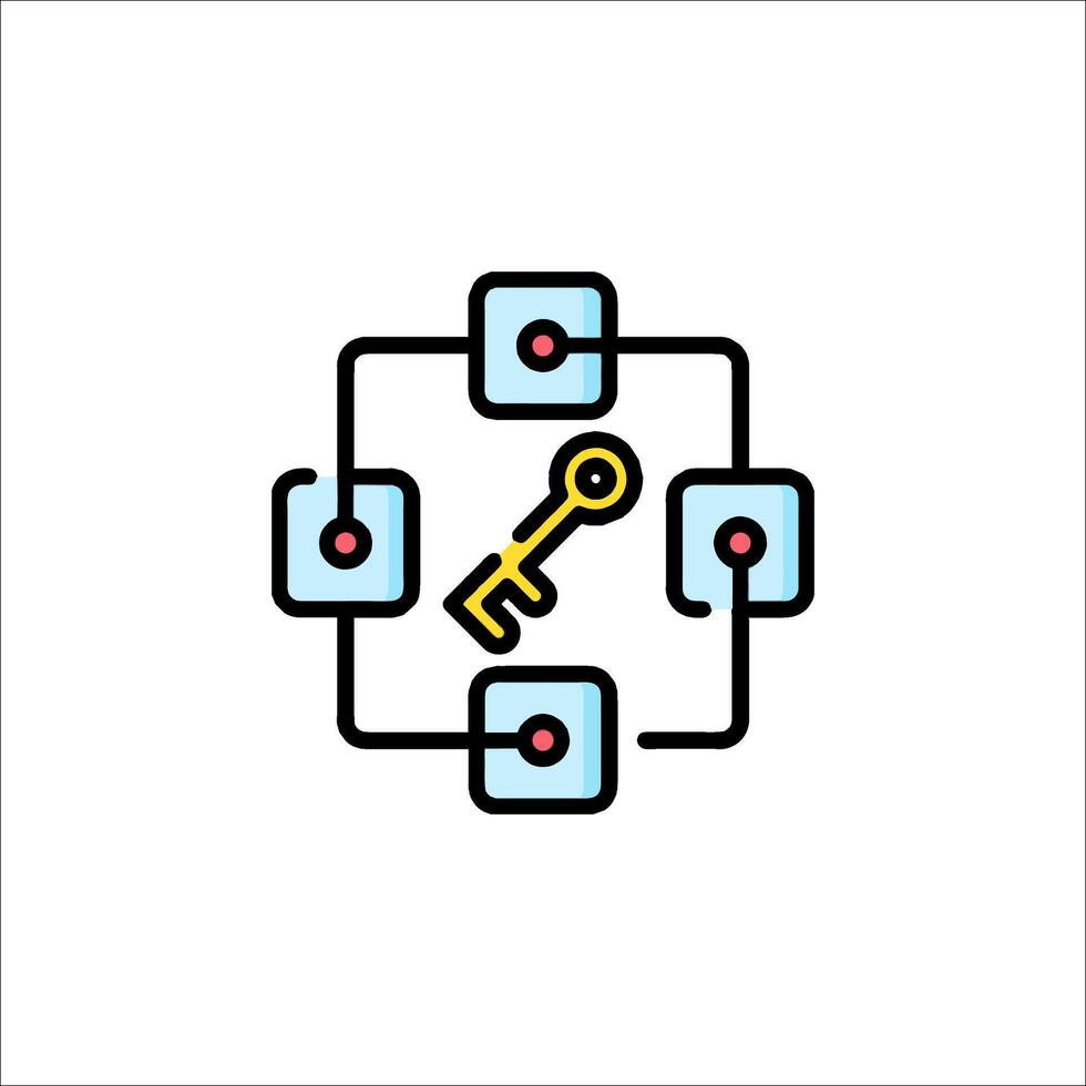 A key in a square with a square around it vector