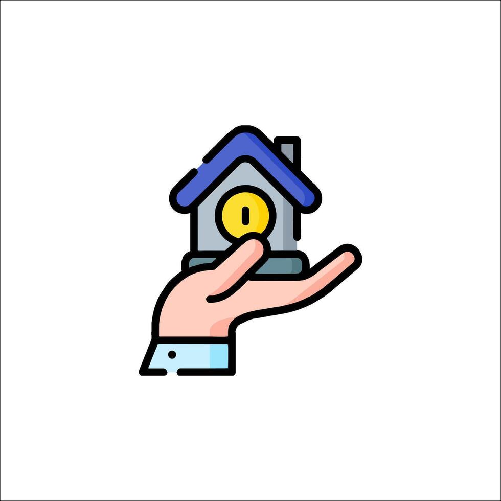 Hand holding a house icon with a key in it vector