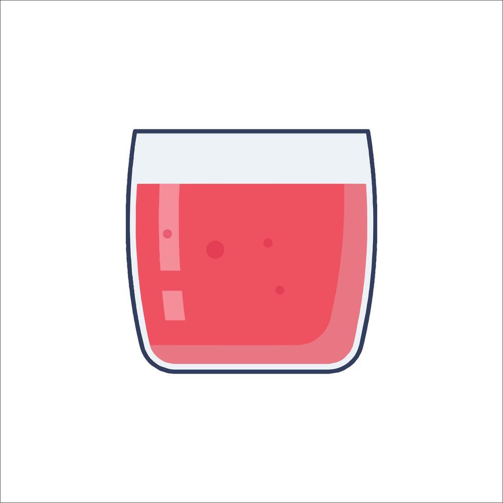 A glass of juice with a pink liquid inside vector
