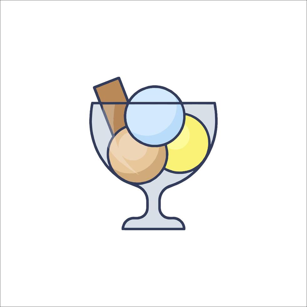 Ice cream sundae icon illustration vector
