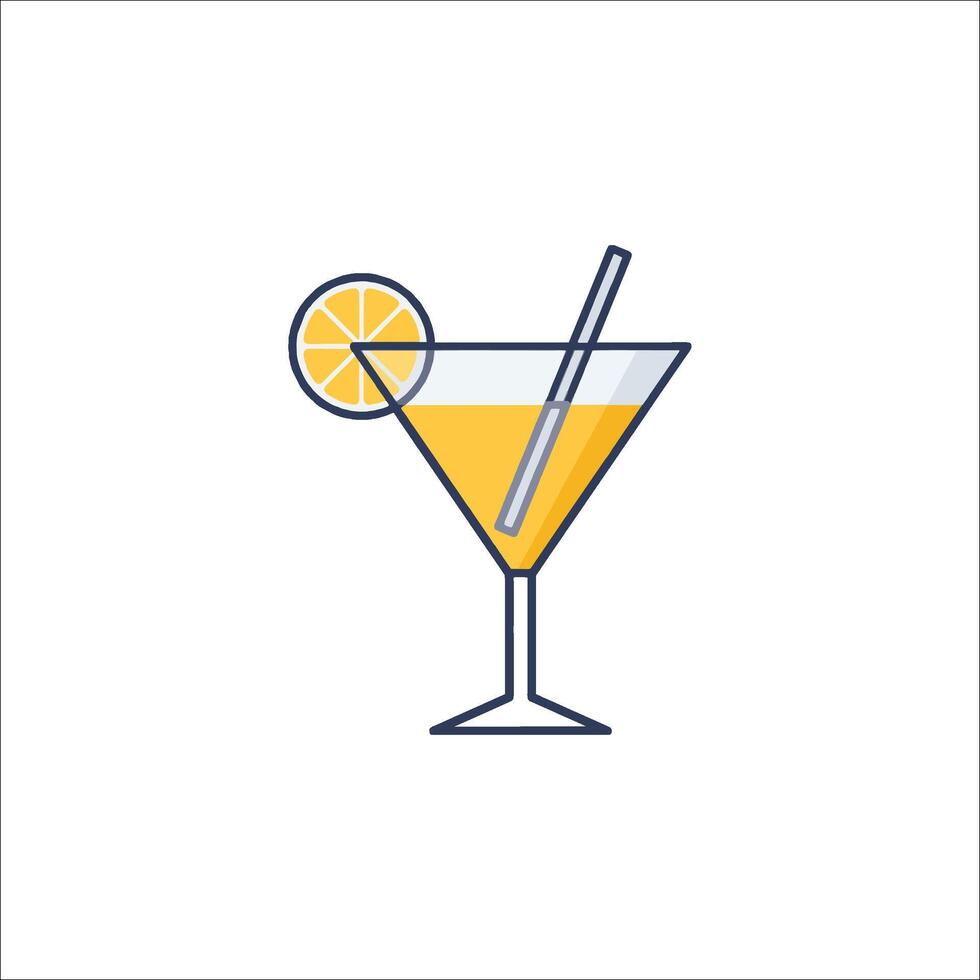 A cocktail with a lemon slice on the side vector