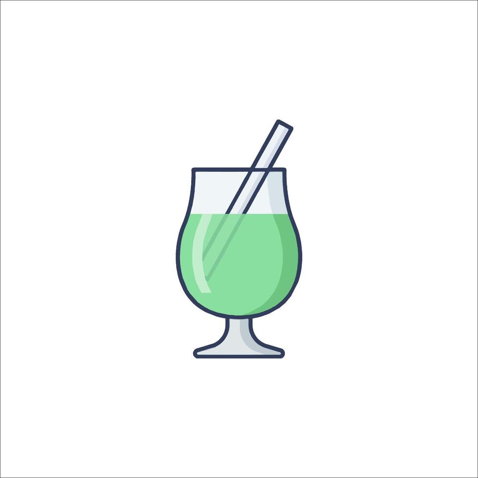 A green drink with a straw and a straw vector
