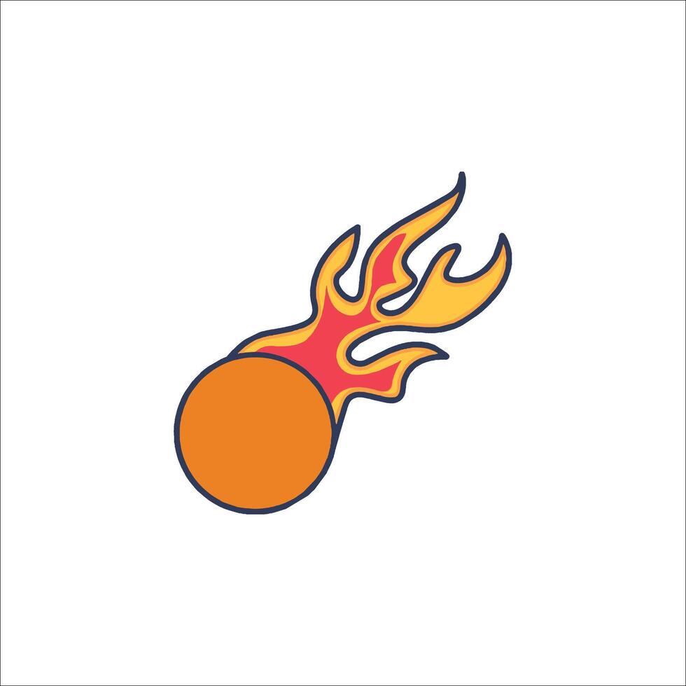A ball with flames on it is shown in this illustration vector