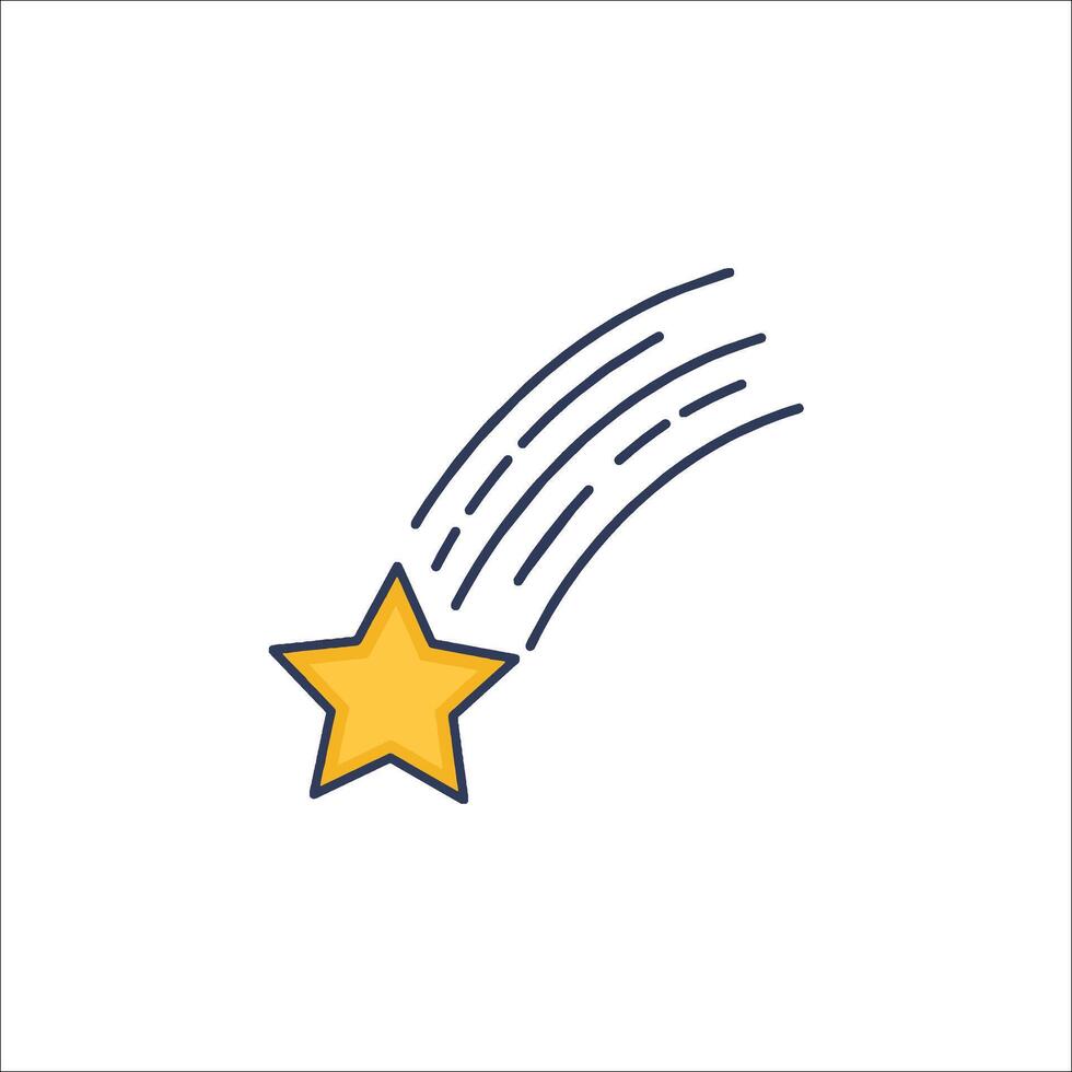 A star falling from the sky, with a line drawing of the star vector