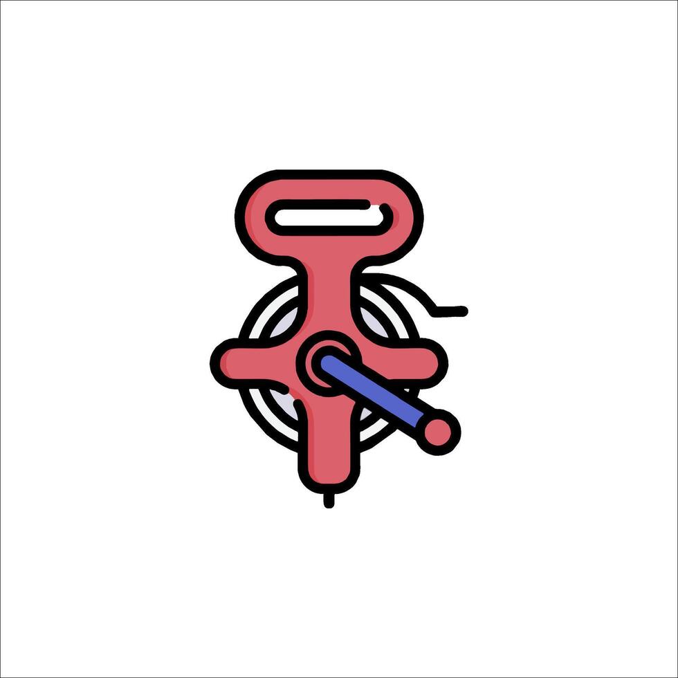 A red and blue tool with a handle and a red handle vector