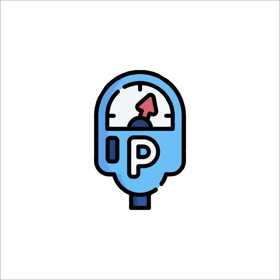 A blue and white icon of a meter vector
