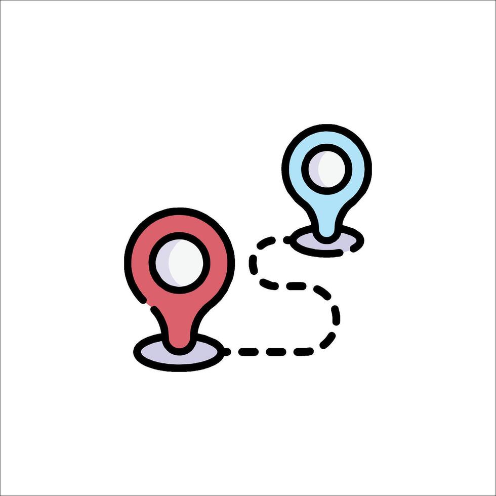 A map pointer icon with two pins vector