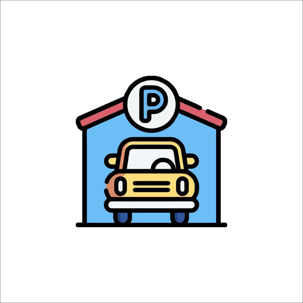 Parking garage icon, line icon, illustration vector