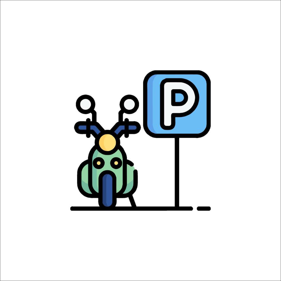 Parking sign and motorcycle icon vector