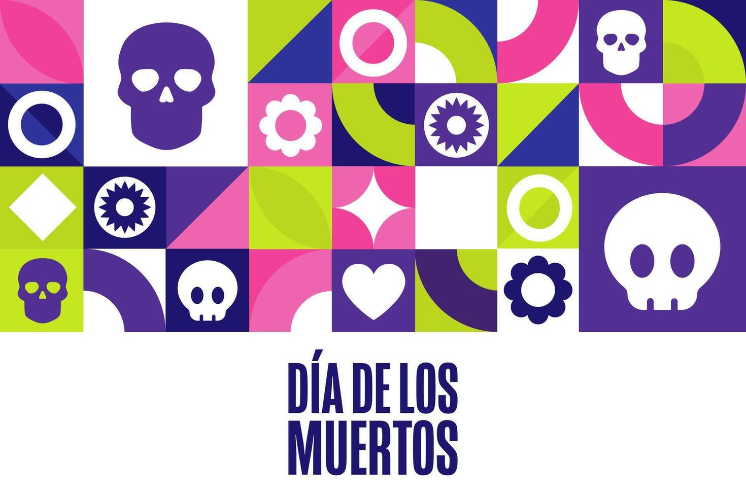 Inscription Day of the Dead in Spanish. Dia de los Muertos holiday concept. Template for background, banner, card, poster with text inscription. vector
