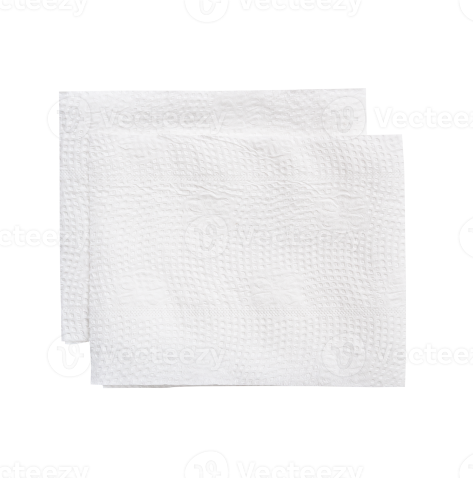 Two folded white tissue papers in pile isolated with clipping path in file format png