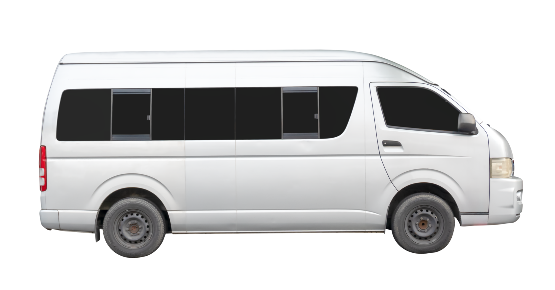 Big white van car isolated with clipping path in file format png