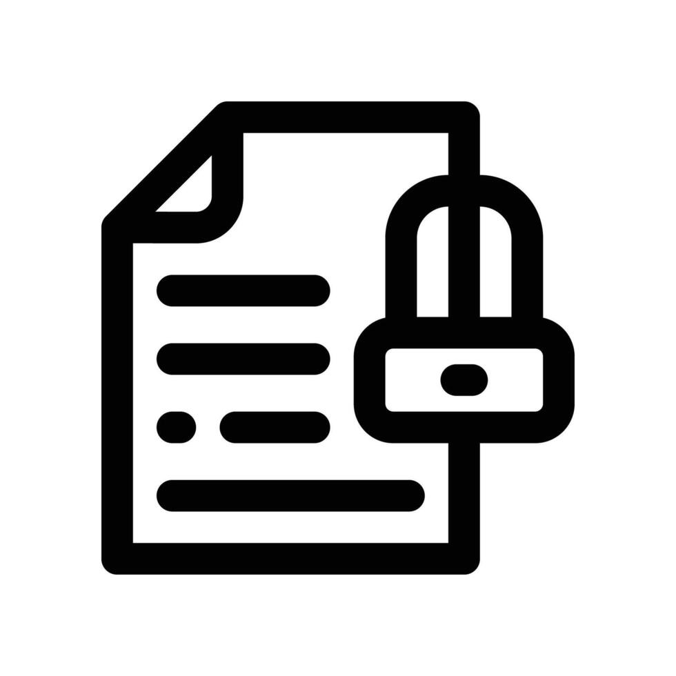 document lock icon. line icon for your website, mobile, presentation, and logo design. vector
