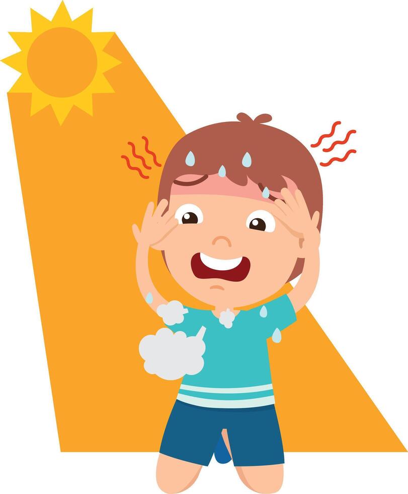 Heat stroke boy illustration vector