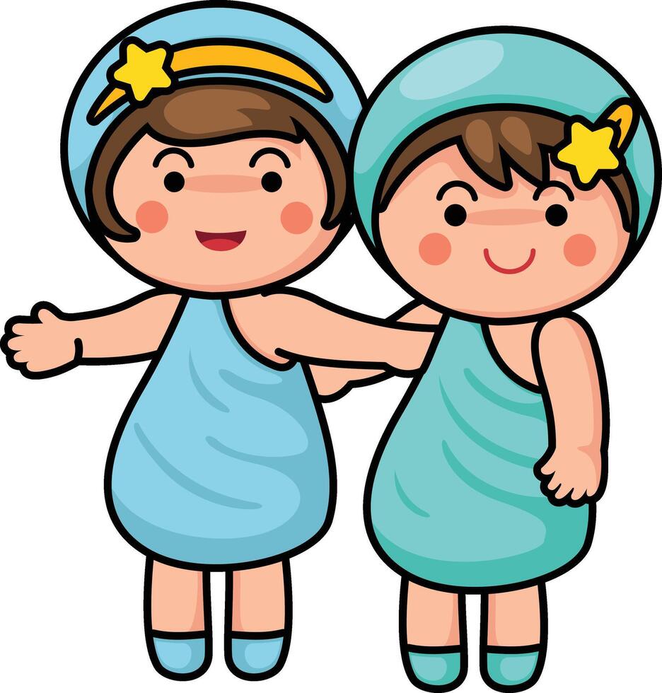 Gemini sign zodiac illustration of the children vector
