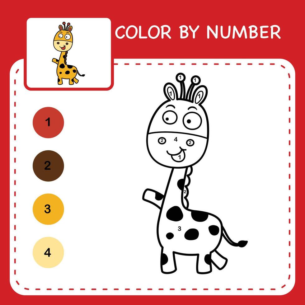 Color by number worksheet for kids learning numbers by coloring vector