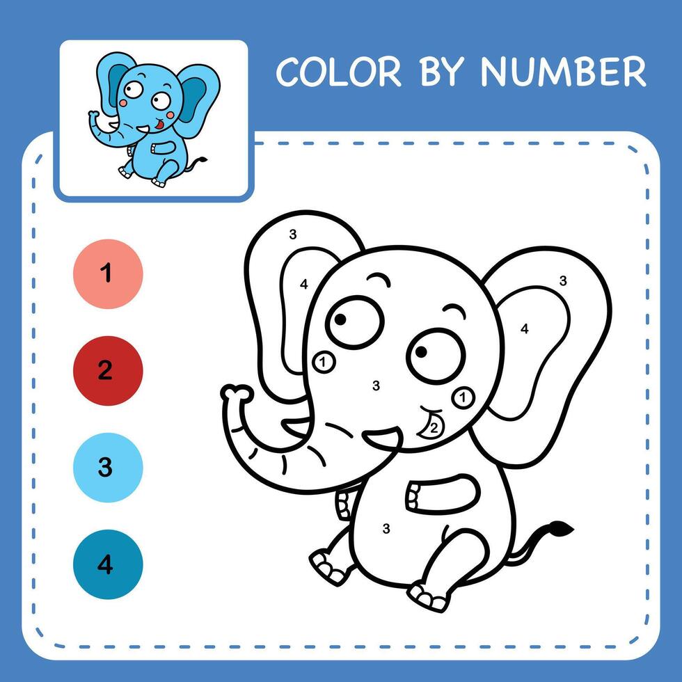 Color by number worksheet for kids learning numbers by coloring vector