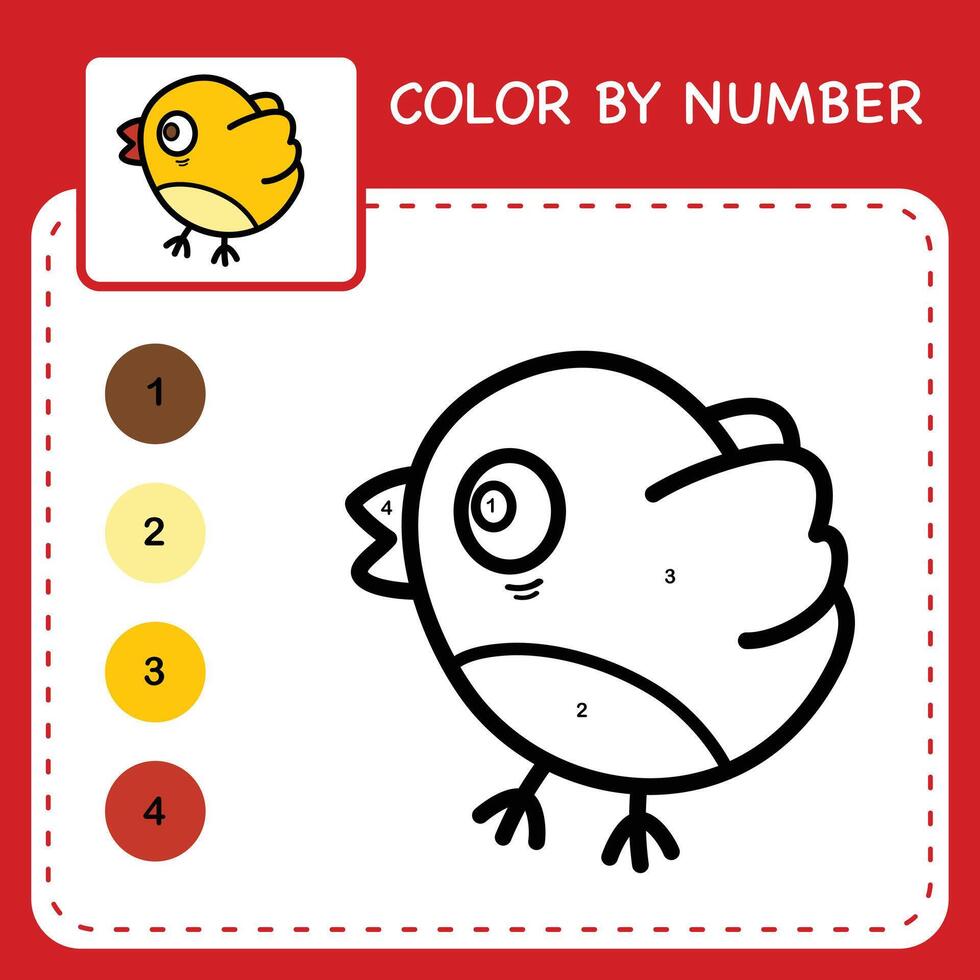 Color by number worksheet for kids learning numbers by coloring vector