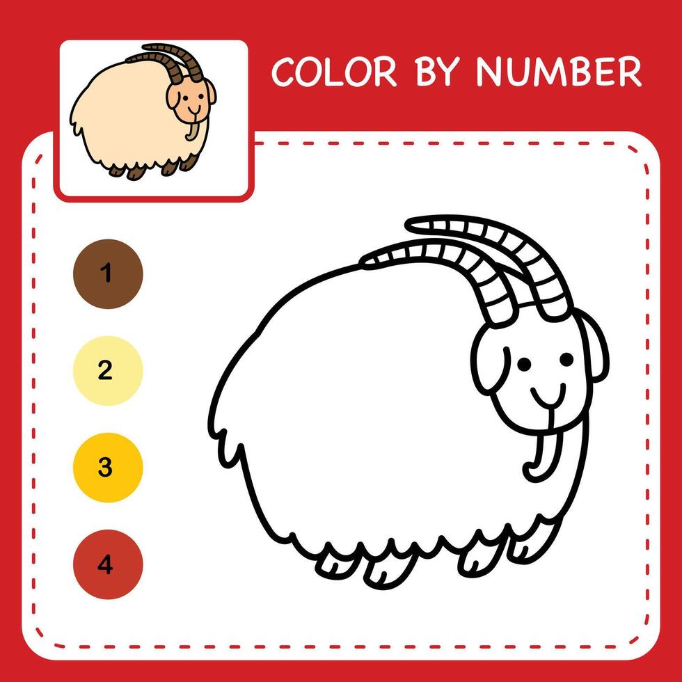 Color by number worksheet for kids learning numbers by coloring vector