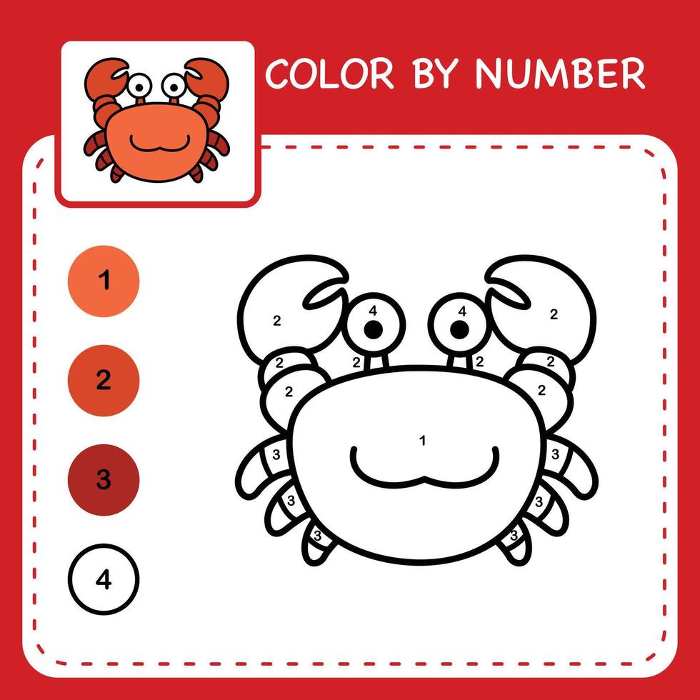Color by number worksheet for kids learning numbers by coloring vector