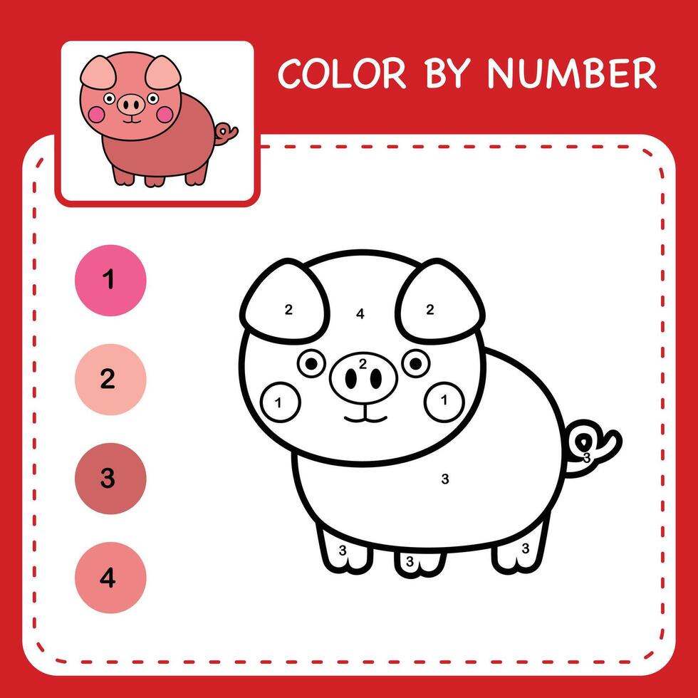 Color by number worksheet for kids learning numbers by coloring vector