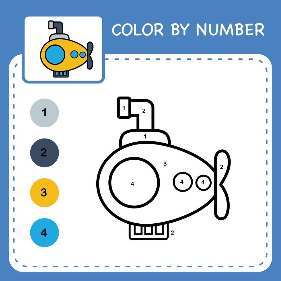 Color by number worksheet for kids learning numbers by coloring vector