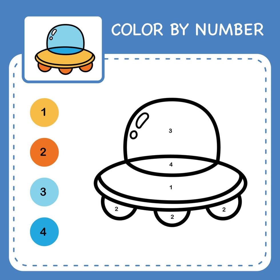 Color by number worksheet for kids learning numbers by coloring vector